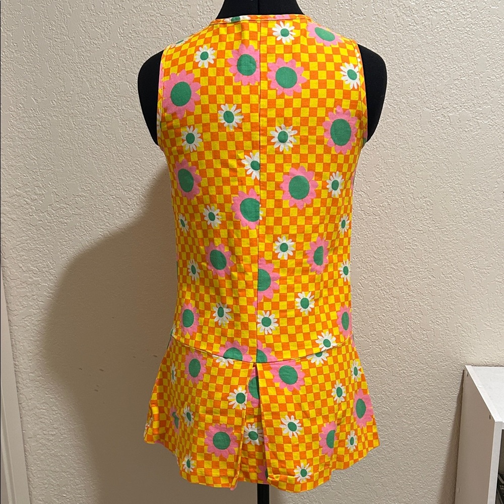 Vibrant Yellow Floral Sleeveless Dress - Picture 2 of 2